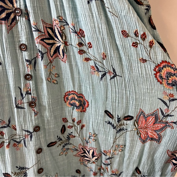 American Rag Light Blue Floral Off Shoulder Boho Maxi Dress SZ XL - Picture 9 of 14